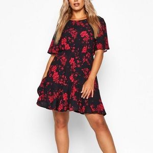 Boohoo Plus Tiered Woven Smock Dress